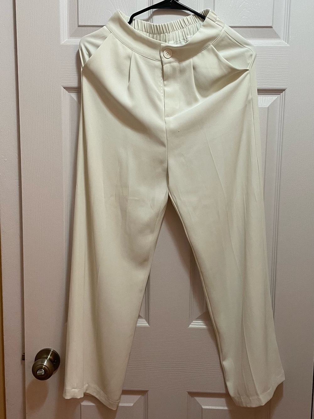 Men's Cream Wide-Leg Dress Pants
